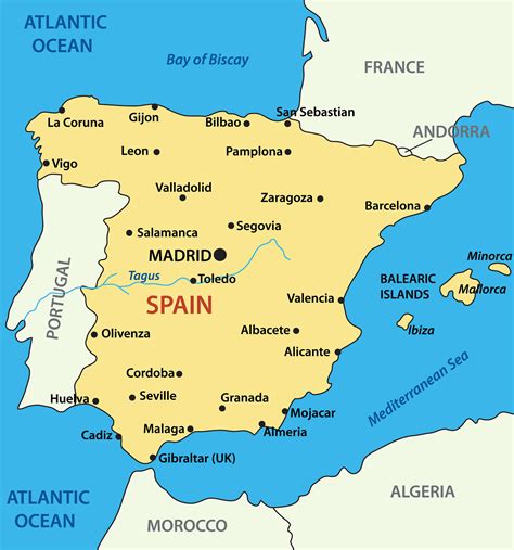 spain map with major cities|Political Map of Spain .